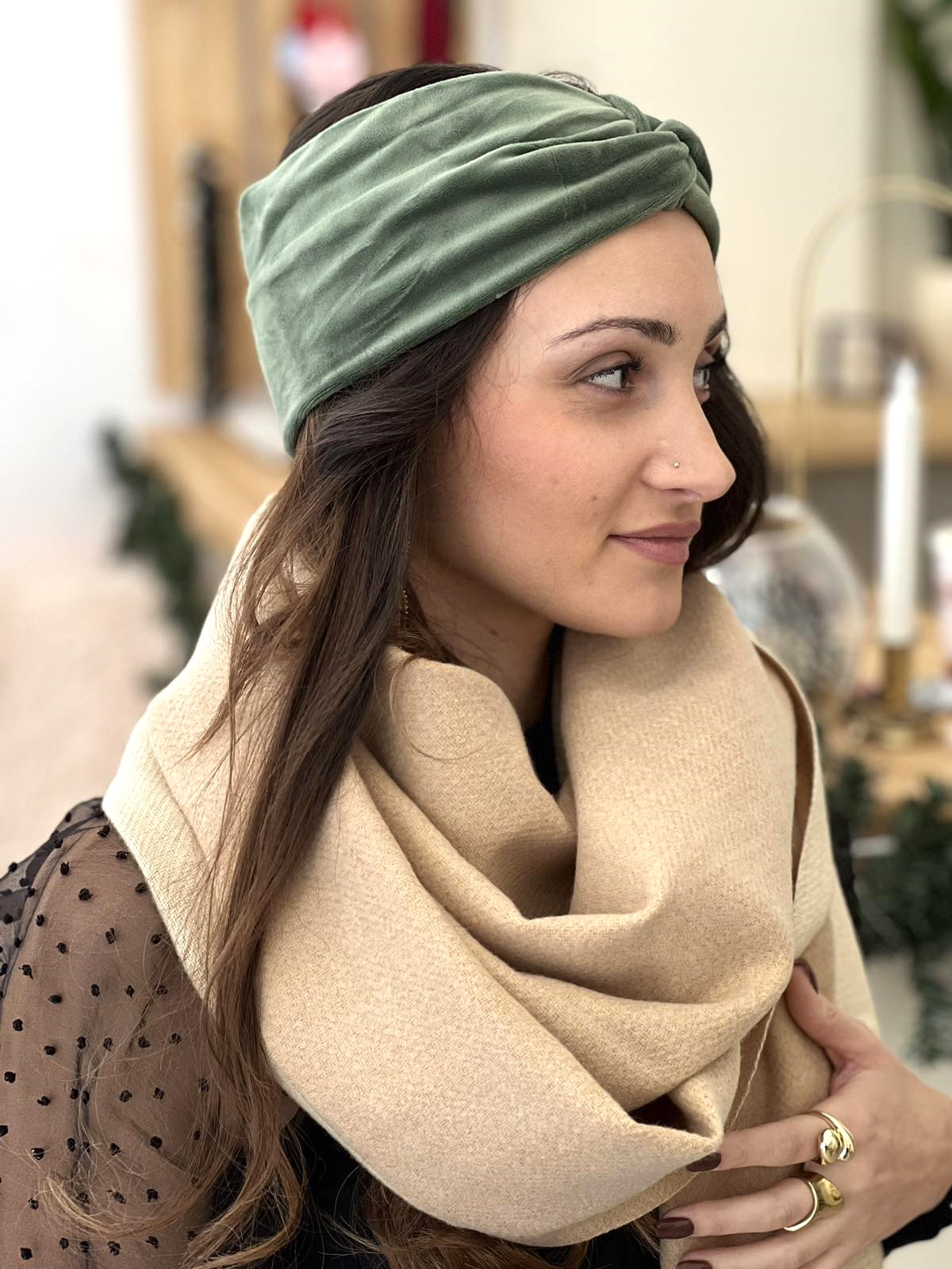 Pale Green Velvet Headband